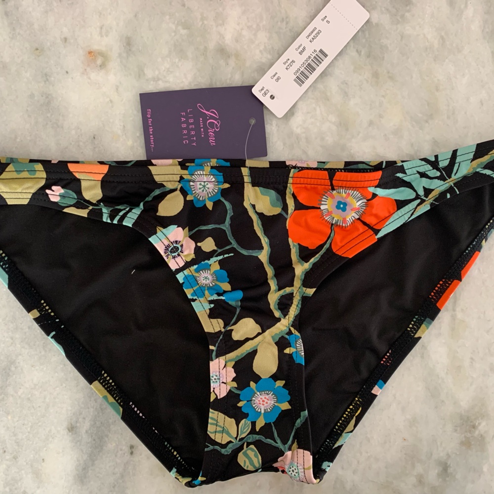 NWT Jcrew black Liberty print bikini bottoms.